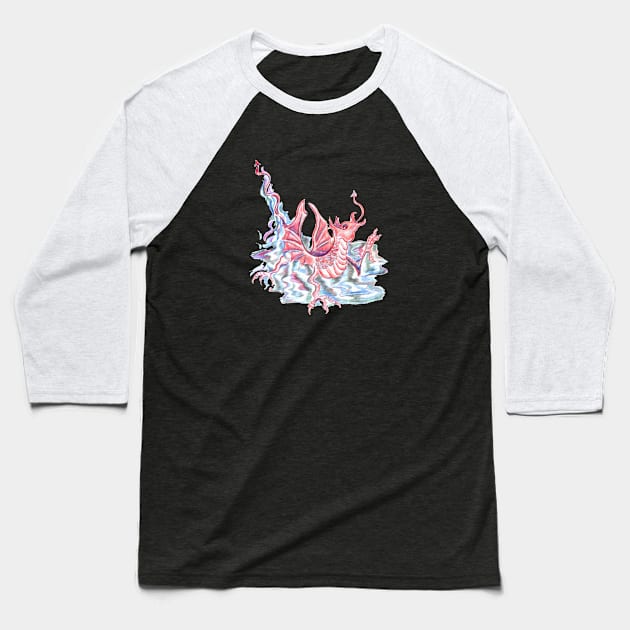 Dragon in Pool Baseball T-Shirt by Michelle Le Grand